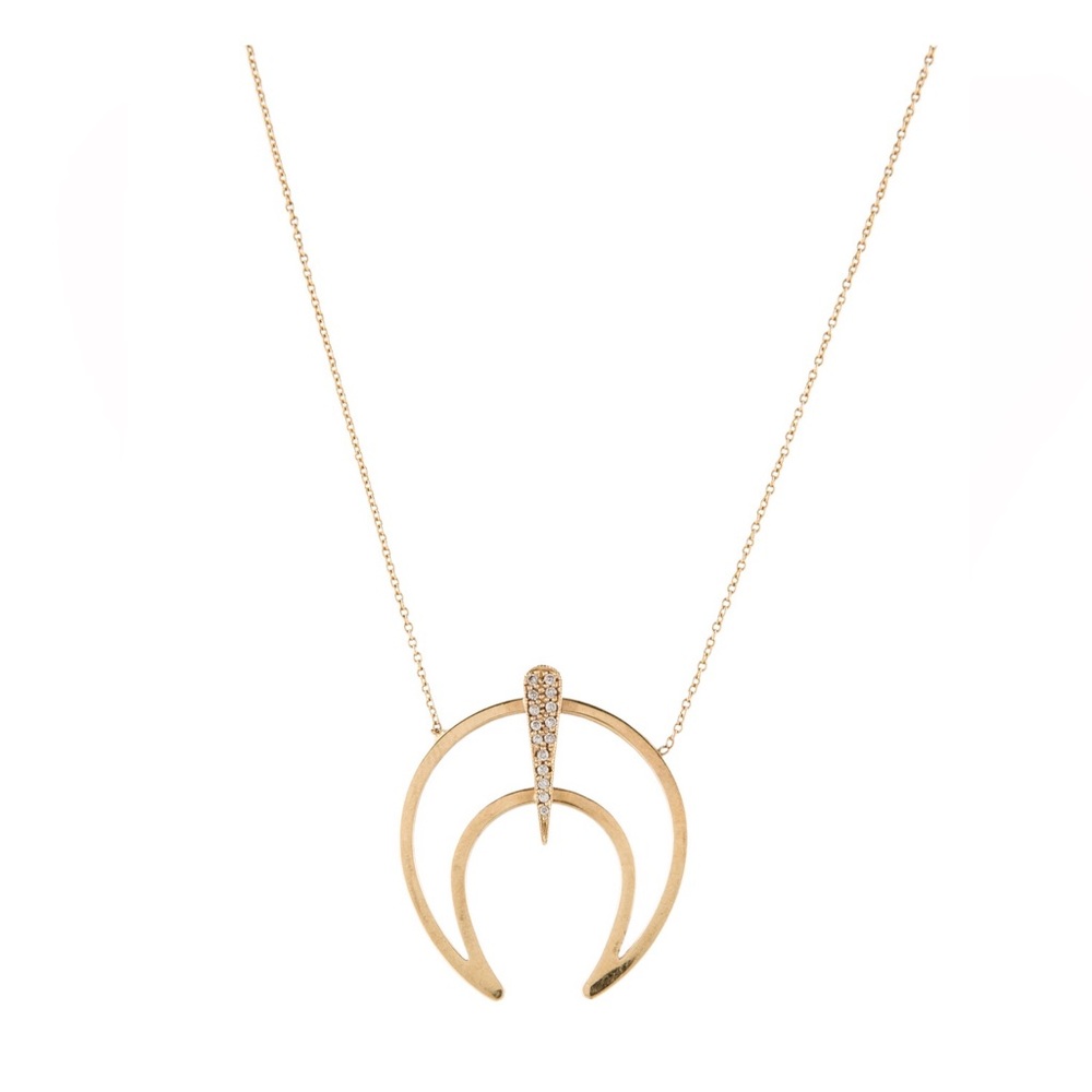 Zoë Chicco 14K Diamond Open Horn/ Crescent Moon Pendant Necklace